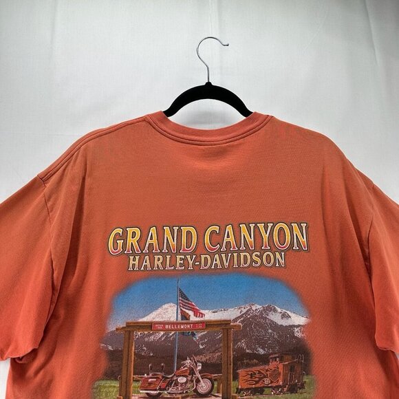 Harley Davidson Motorcycles T-Shirt Mens XL Pullover Grand Canyon Arizona Orange - Picture 5 of 11
